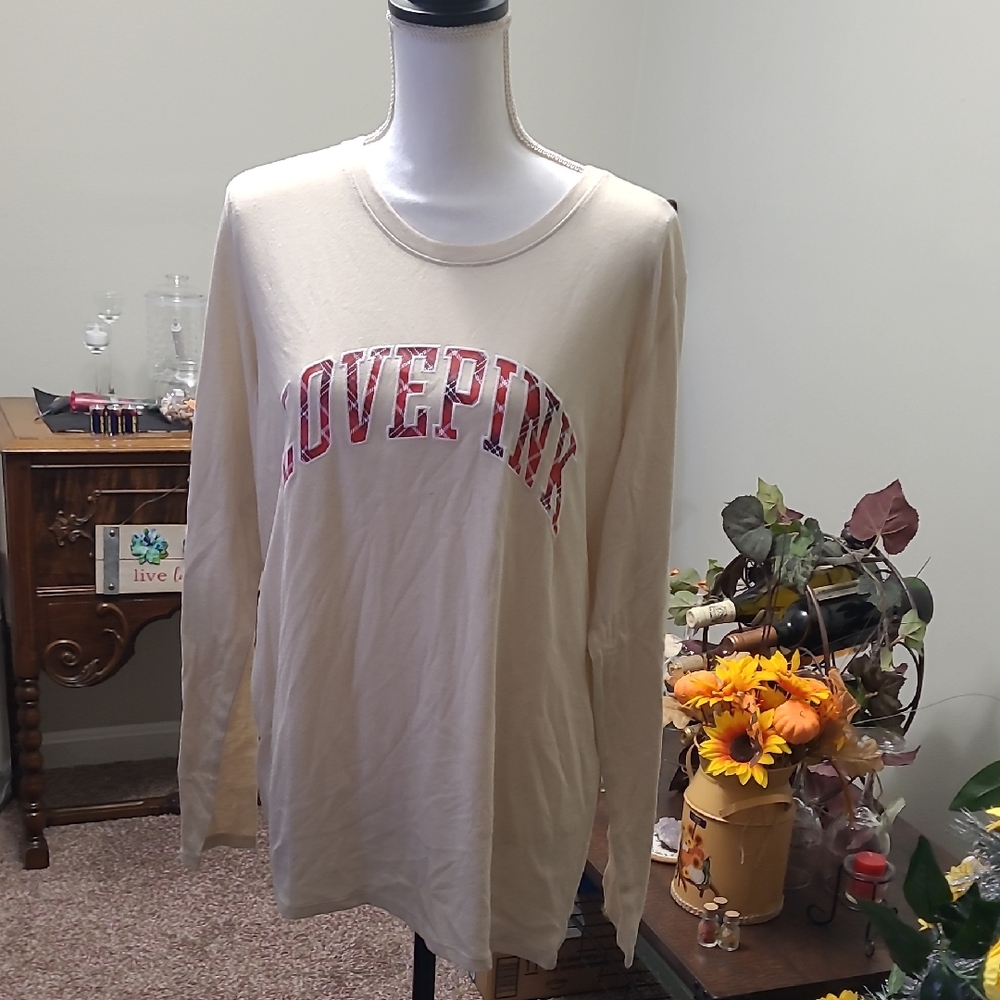 PINK Victoria's Secret Cream Long Sleeve Tee